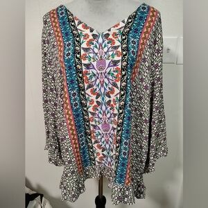 Cynthia Rowley Top 2x Bohemian Chic Floral Feminine Romantic Classic